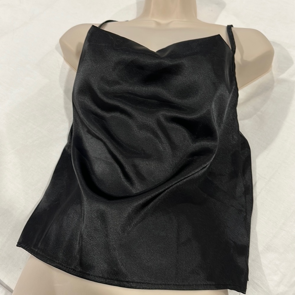 NASTY GAL PERFECT TANK FOR UNDER YOUR BLAZER BLACK SATIN